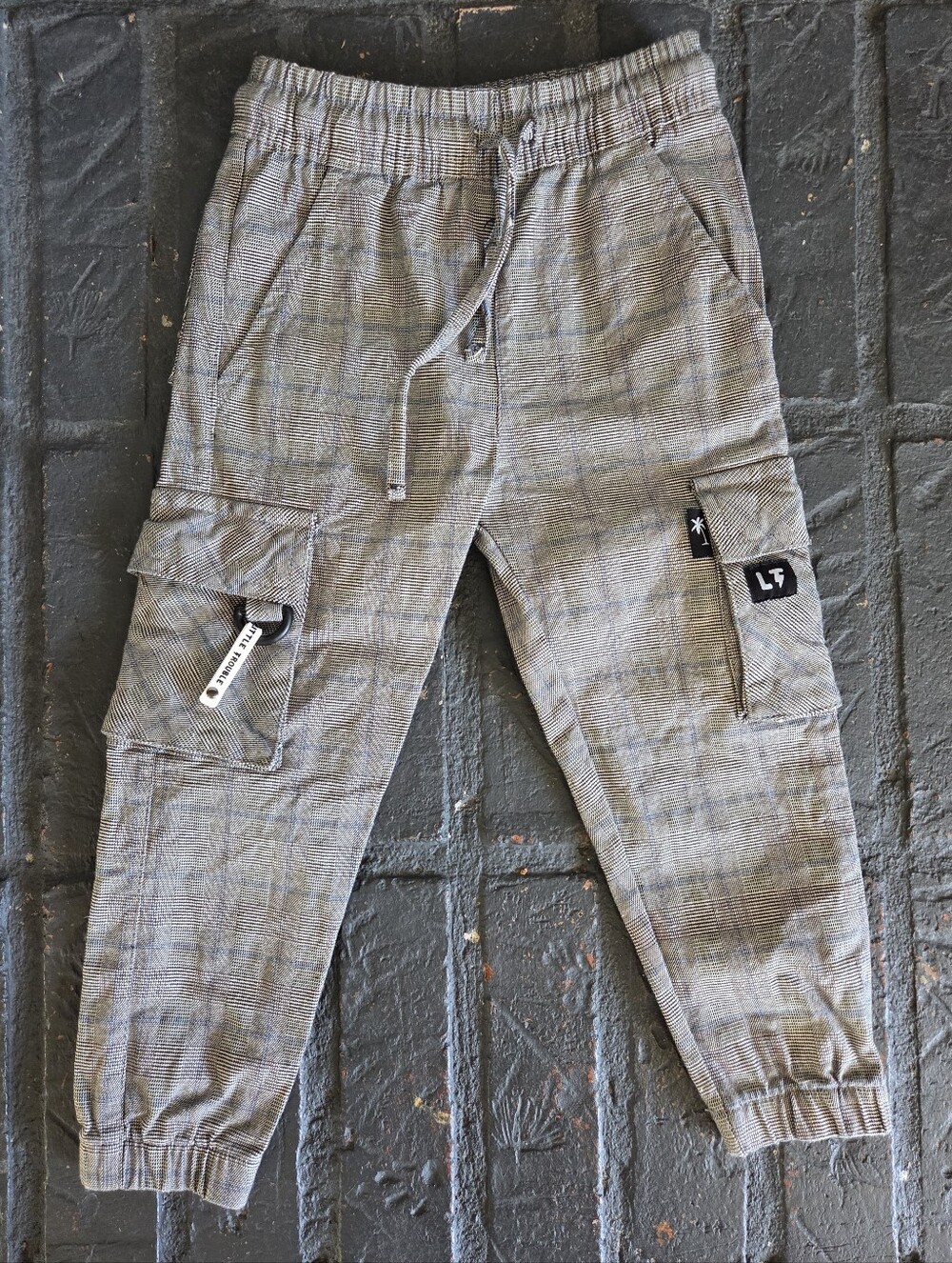 Little Trouble Gray Plaid Cargo Pants Size 4T